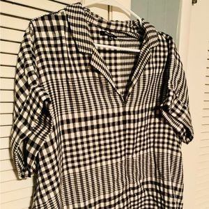Madewell Black and White Plaid Shirt XXL